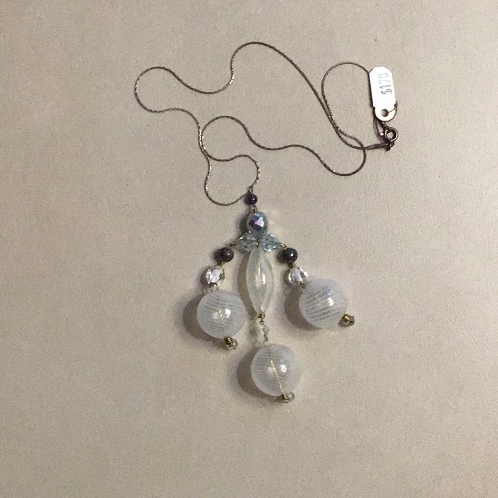 Delicate Blown Glass Sterling Silver Necklace
